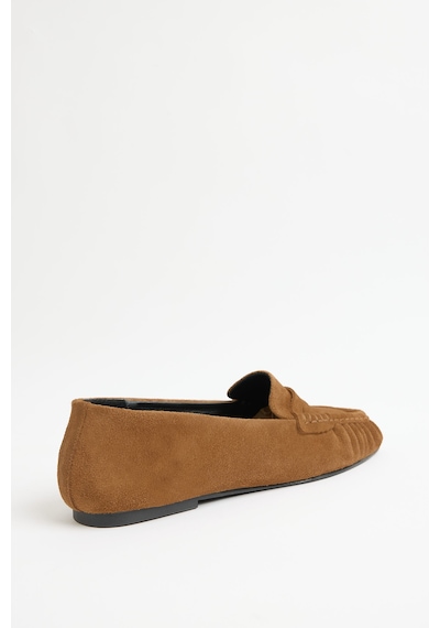 Lutvelizade Loafer 2510 Büzgülü Detaylı Camel Süet Kadın Loafer