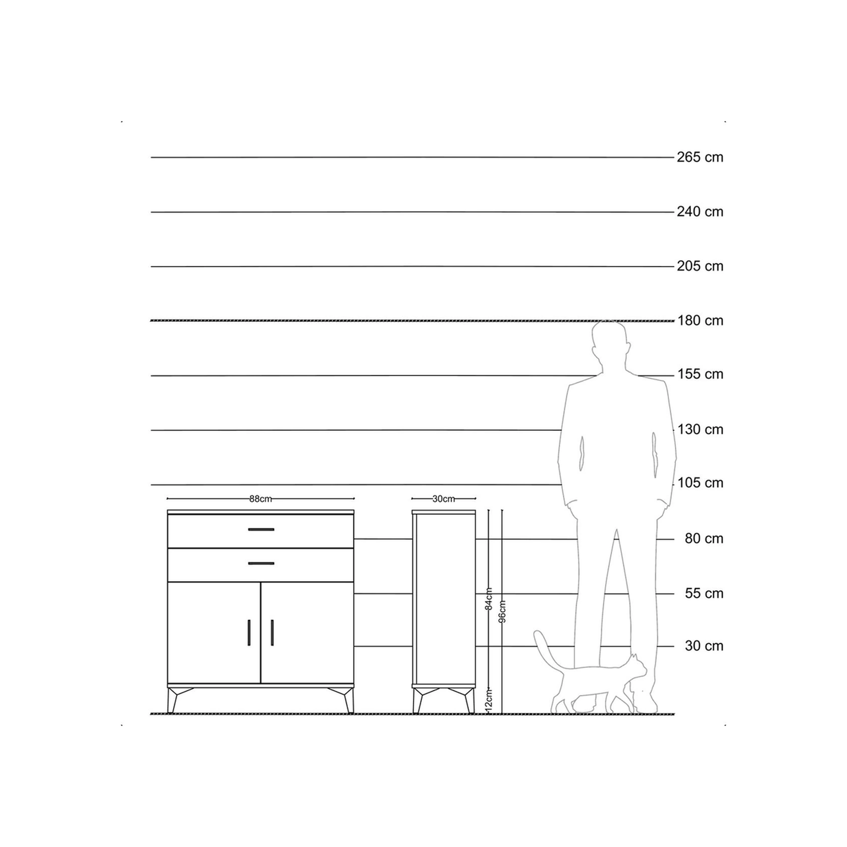 Arges Şifonyer Tek Raflı 2 Çekmeceli 2 Kapaklı 88x30x96 Çam-a... Çam