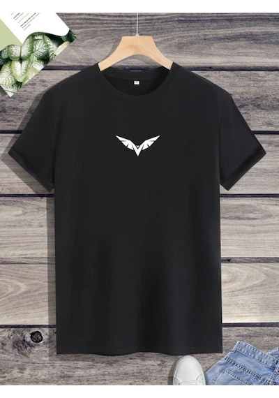 Altamira Unisex Siyah Kuş Baskılı Oversize Tshirt 001