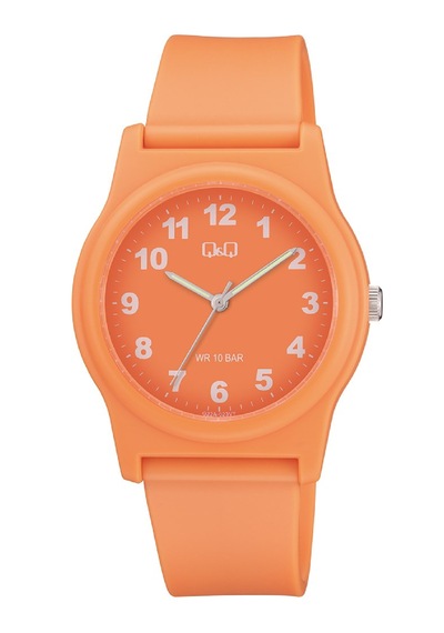 Q&q Qcg2223 Soft Turuncu Rakamlı Silikon Kordonlu 38 Mm Su Geçirmez Unisex Kol Saati