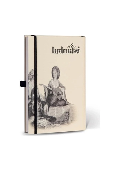 Eski İstanbul Temalı Çizgili Lastikli Journal 124-Pembe