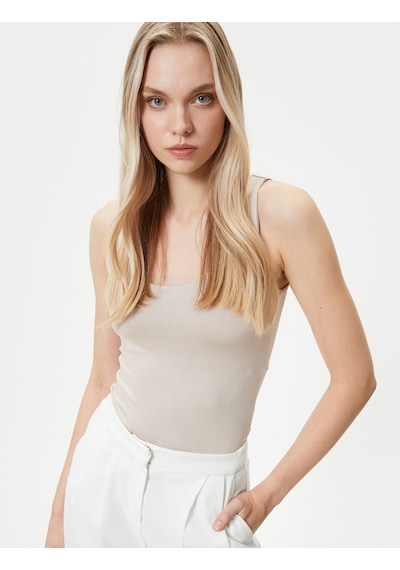 Koton Askılı Atlet Basic U Yaka Slim Fit Bej 4sak10013ek 4SAK10013EK050 Ekru
