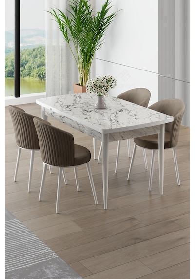 Canisa Asfel Serisi Mdf 77x130 Beyaz Mermer Desen Yandan Açılabilir Mutfak Masa Takımı 4 Cappucino Sandalye Beyaz Mermer Masa Cappucino Sandalye Canisa Asfel Serisi Mdf 77x130 Beyaz Mermer Desen Yandan Açılabilir Mutfak Masa Takımı 4 Cappucino Sandalye Beyaz Mermer Masa Cappucino Sandalye