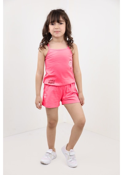 Toontoy Kids Toontoy Kız Bebek 2'li Takım Baskılı Kare Yaka T-shirt & Beli Lastikli Şort - Garni Detaylı Fuşya Toontoy Kids Toontoy Kız Bebek 2'li Takım Baskılı Kare Yaka T-shirt & Beli Lastikli Şort - Garni Detaylı Fuşya