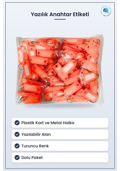 Anahtarlık Yazılı Kart Turuncu Dolu Paket Anahtar Etiketi Plastik