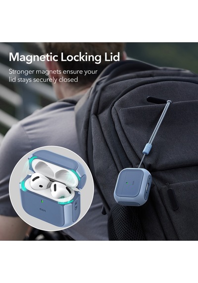 Apple Uyumlu AirPods 4 2024 Halolock Orbit Hybrid Magsafe Kılıf Mavi