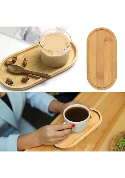 1 Adet Bambu Oval Sunum Ve Servis Tepsisi Ahşap Tepsi Yağdanlık Altlığı Diğer