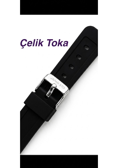 Casio F-91w F-105w Uyumlu Metal Tokalı Silikon Saat Kordonu Siyah