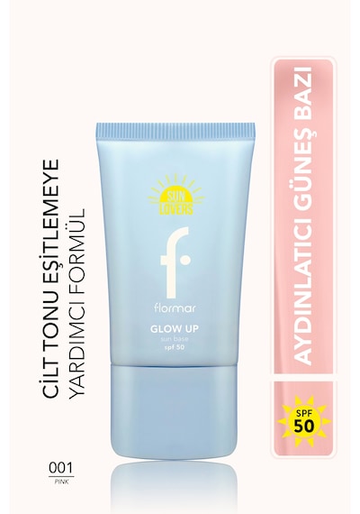 Flormar Sun Lovers Nemlendirici Etkili & Işıltılı Bitişli Güneş Koruyucu Baz SPF50 001 Pink 40 ML
