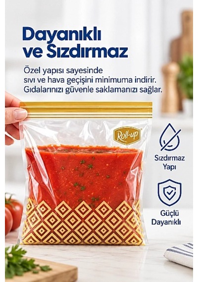 Roll-up Çift Kilitli Saklama Poşeti 1,2 Litre 20,5x21,7 -20 Adetli