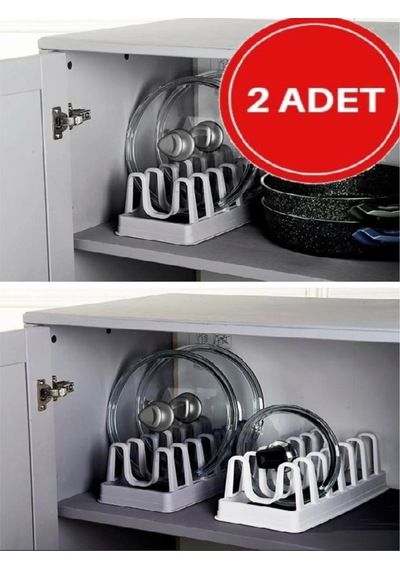 2 Adet Tencere Kapağı Organizeri - 6 Bölmeli Tencere Kapak Dolap Içi Düzenleyici Kapak Düzenleyicisi Diğer