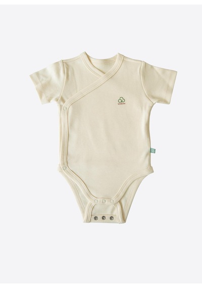 KitiKate Organik New Basic Uzayan Kruvaze Kısa Kol Body Natural Krem