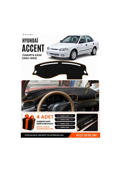 Hyundai Accent Yumurta Kasa 1993-1999 Uyumlu Torpido Örtüsü - Siyah Kahverengi