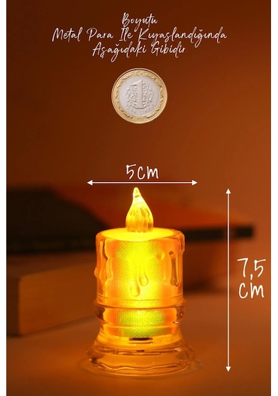 3 Adet Led Mum Simli Tipi Pil Dahil Dumansız Alev Ledli Yapay Dekoratif Mum Işığı Orta Pt421 ŞEFFAF