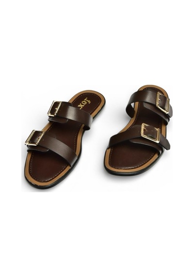 Fox Shoes Y973291109 Kahverengi Toka Detaylı Kadın Terlik Kahverengi