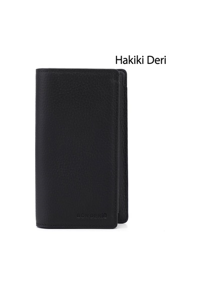 Gönderir Gönderi R Unisex Siyah Floter Hakiki Deri Dikey Cüzdan Ddux76006857