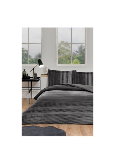 Notte Çift Kişilik Lastikli Fitted Çarşaf Nevresim Takımı Antrasit