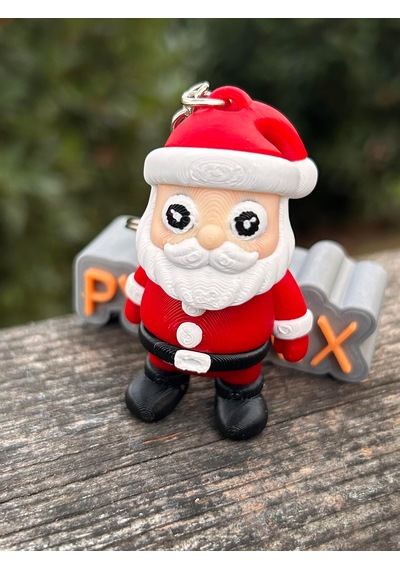 Noel Baba Yılbaşının Mini Gücü 3d Hareket Ettirilebilir Mini Anahtarlık 6 Cm Beyaz - Kırmızı