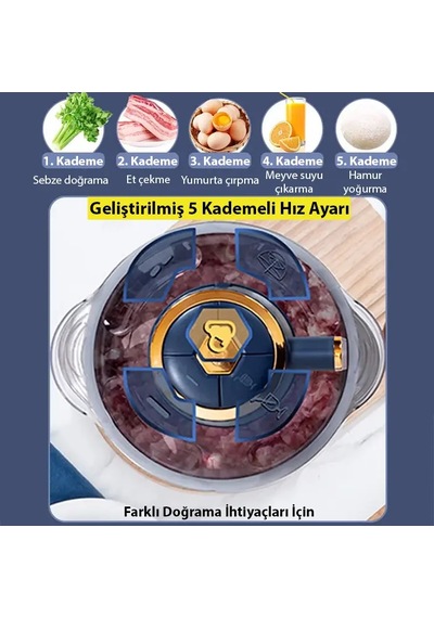 Ezere Powerchop Pro Elektrikli Paslanmaz Çelik Kollu 5 Litre Et Kıyma Makinesi Sebze Meyve Doğrayıcı Rondo Blendır- 5775 Renkli Ezere Powerchop Pro Elektrikli Paslanmaz Çelik Kollu 5 Litre Et Kıyma Makinesi Sebze Meyve Doğrayıcı Rondo Blendır- 5775 Renkli
