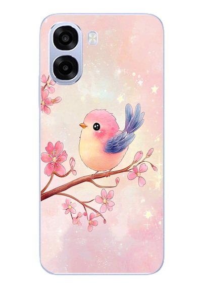 Oppo A6t - A6x Uyumlu Dalda Ki Kuş Baskılı Silikon Kılıf Renkli