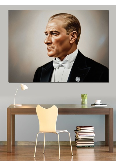 Atatürk Yan Profil Portresi Dekoratif Kanvas - Mdf Ahşap Tablo