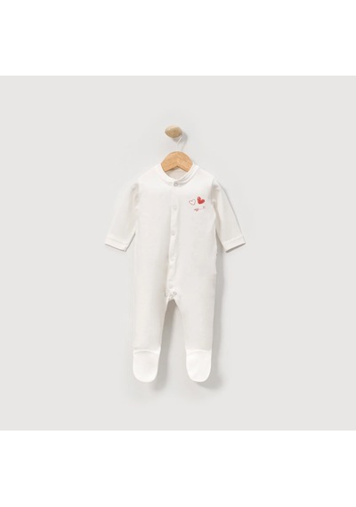 Momercy Kalp Desenli Müslin Kız Bebek 10'lu Hastane Çıkışı Ekru