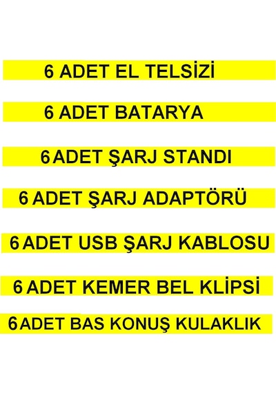 6 Telsiz+6 Kulaklık Pmr 446 Türkçe Konuşan El Telsizi