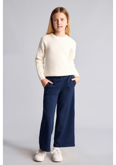 Defacto Beli Bağcıklı Wide Leg Eşofman Altı Kız Çocuk I2264a826aunv244 Lacivert-nv244