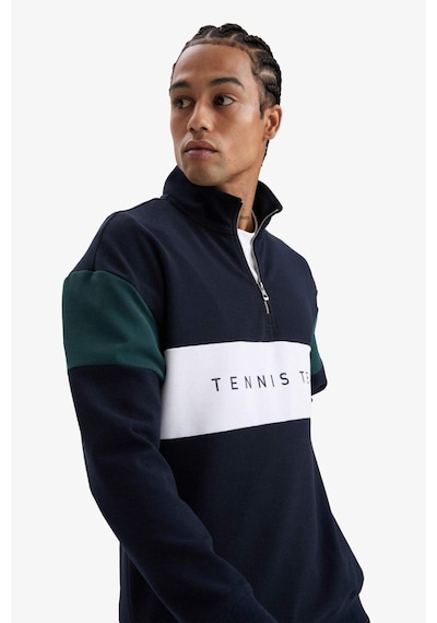 Defacto Defactofit Boxy Fit Dik Yaka Yarım Fermuarlı Sporcu Sweatshirt F0199ax25aunv253 Lacivert