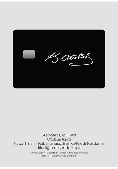 Mustafa Kemal Atatürk İmzalı Kart Kaplama Stickeri Kredi/banka Kartı Için Uyumlu Diğer