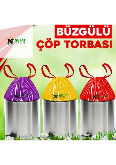 50 Adet Limon Kokulu Büzgülü Büyük Boy Çöp Torbası 65x70cm