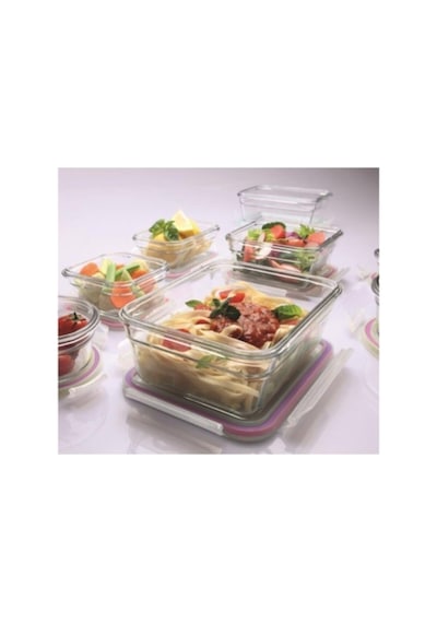 Dikdörtgen Cam Saklama Kabı, 1700 Ml, 3'lü Set, Şeffaf
