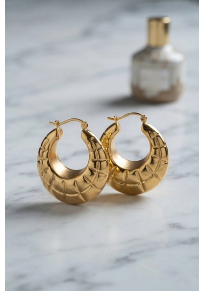 Mey İthalat 316l Çelik Gold Renk Bohem Halka Model Küpe Altın