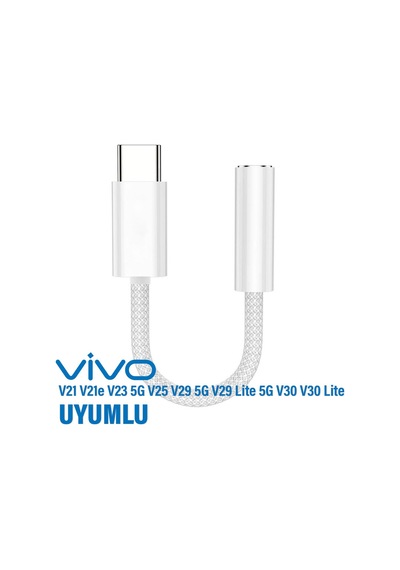 Tyep-c Kulaklık Dönüştürcü Vivo V21 V23 V25 V29 5g V29 Lite V30 Lite Uyumlu Çevirici Type-c Aux