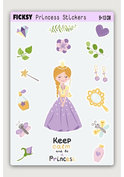 Sevimli Prenses Sticker Seti - 16 Adet Etiket Çıkartma Diğer