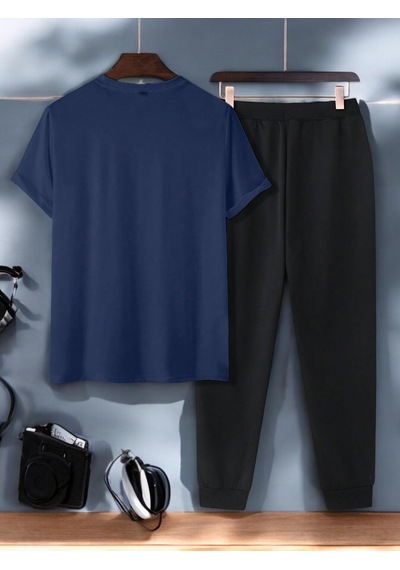 Uyguntarz Unisex 2'li Classical Baskılı Eşofman Takımı Lacivert