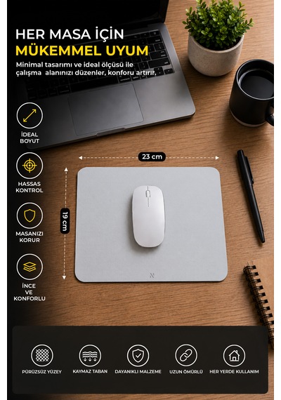 Gri Renkli Ergonomik Mouse Pad, Kaymaz Yüzey İle Ev Ve Ofis Kullanımı İçin İdeal