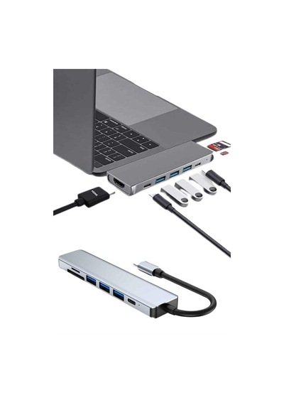 Usb Type-c Hub Dönüştürücü Çevirici Çoklayıcı Macbook Çevirici 8 Portlu Diğer