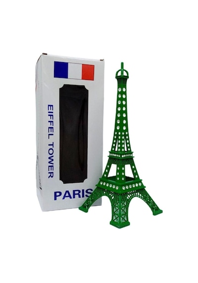 Metal Paris Eyfel Kulesi Yeşil Kristal Taşlı 25cm
