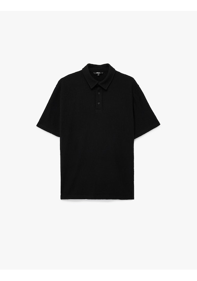 Koton Regular Fit Kısa Kollu Düğmeli Polo Yaka Tişört Siyah 6sam10004mk