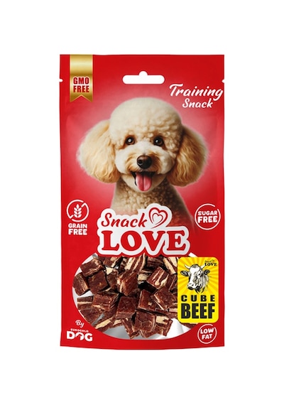 Snack - 859 - Love Köpek Ödül Ve Eğitim Dana-morina Küp Şekil Kesimli 12 Mm Küp - Spt-gld - 70 Gr