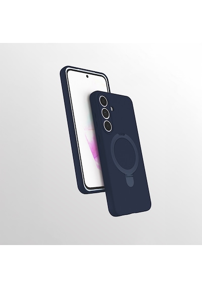 Samsung Galaxy Uyumlu S24 Fe Kılıf M-safe Şarj Özellikli Standlı Zore Samara Kapak Lacivert