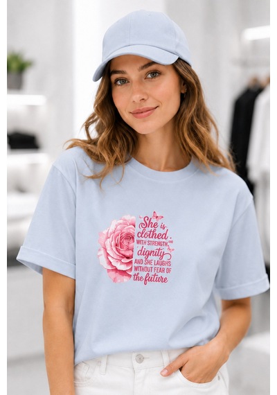 Bayloranzzo Rose Art %100 Pamuk Heavy Cotton Premium Kalite Kadın Tişört Gri