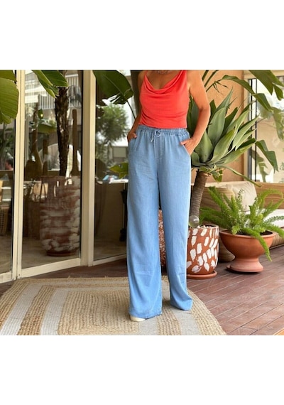 2418 Kadın İnce Yazlık Jeans Kot Denim Pantolon Mavi