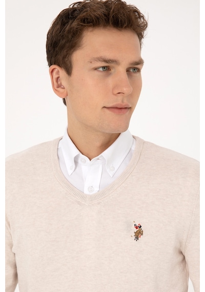 U.S. Polo Assn. Erkek Krem Melanj Basic Kazak 50307778-VR159