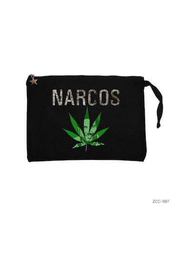Zepplin Giyim Narcos Marijuana Siyah Clutch Astarlı Cüzdan / El Çantası Siyah