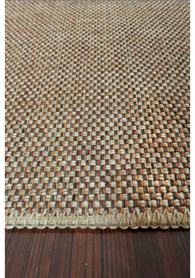 Doğal Jüt Görünümlü Dokuma Kilim Kaymaz Taban, Modern & İskandinav Stil Çok Renkli Çok Renkli