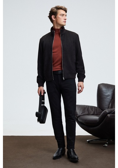 Grimelange REBEL Erkek Yarım Balıkçı Yaka Basic Slim Fit Triko Kiremit Rengi Kazak