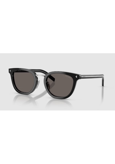 Prada Pr C01sd 16k731 52 Unisex Aynalı Oval Siyah Kemik Güneş Gözlüğü Siyah
