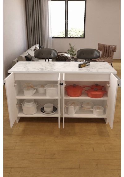Ae-2080 Patentli Ayder Mutfak Adası Bar Masası Yemek Masası Dolaplı, Beyaz/beyaz Mermer Raflı, Çok Amaçlı Ae-2080 Patentli Ayder Mutfak Adası Bar Masası Yemek Masası Dolaplı, Beyaz/beyaz Mermer Raflı, Çok Amaçlı